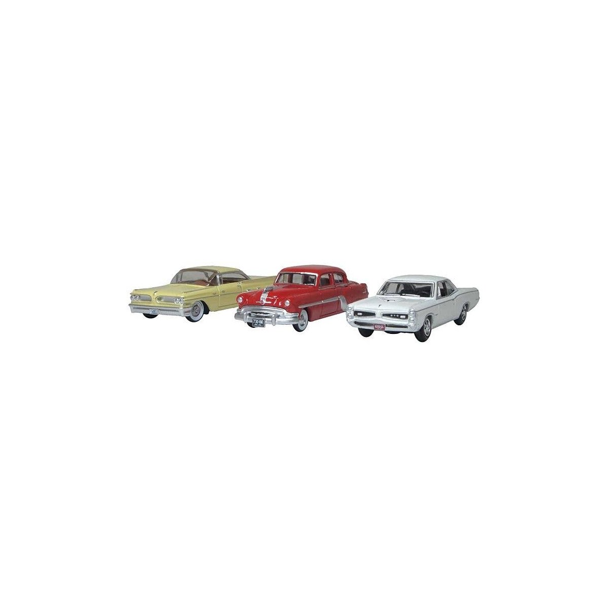 Pontiac 100th Anniversary Set - Assembled -- 1 Each: Rocket 88, Bonneville Coupe, GTO, HO, Oxford Diecast 87SET004