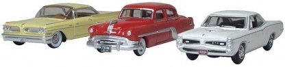 Pontiac 100th Anniversary Set - Assembled -- 1 Each: Rocket 88, Bonneville Coupe, GTO, HO, Oxford Diecast 87SET004