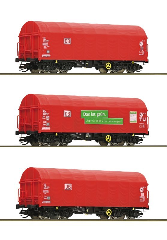3 piece set: Slide tarpaulin wagons, DB AG, TT, Roco 6680012