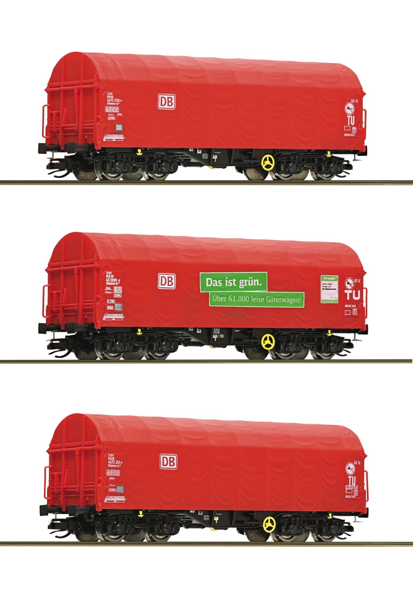 3 piece set: Slide tarpaulin wagons, DB AG, TT, Roco 6680012