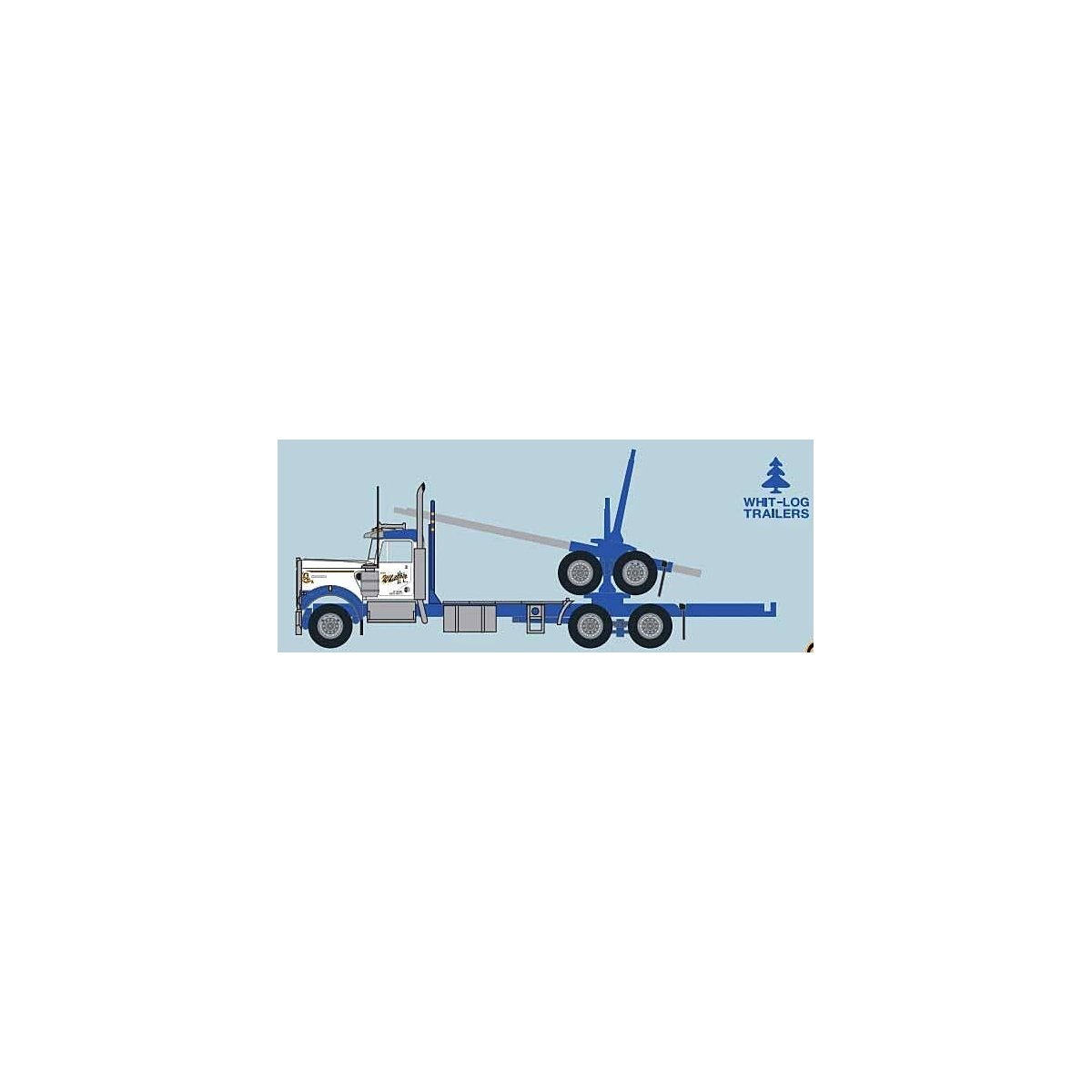 3-Axle Log Truck with Trailer - Assembled -- Gene Whittaker 2 (Dark Blue, white), N, Trainworx Inc 59002