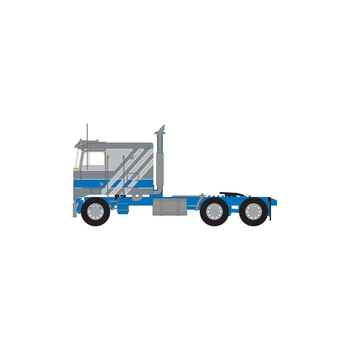 1970s Kenworth K100 Salem Tractor w/VIT Flat-Top Sleeper Cab - Assembled -- Gray, Blue, N, Trainworx Inc 41057