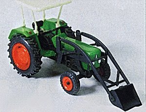 Farm Machinery Deutz Tractor D6206 Kit -- With Shovel & Fork, HO, Preiser Kg 17922