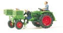 Farm Equipment -- Tractor w/Potato Planter & 3 Figures, HO, Preiser Kg 17935