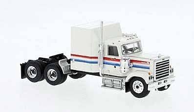 1980 GMC General Sleeper-Cab Tractor - Assembled -- White, Blue, Red, HO, Brekina Automodelle 85783