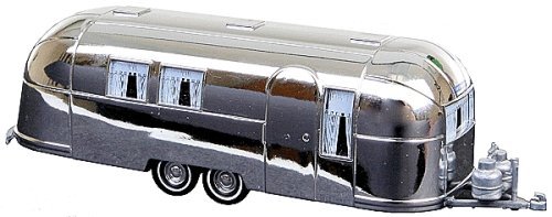 1958 Airstream Aluminum Camping Trailer - Assembled -- Silver, HO, Busch Gmbh & Co Kg 44982