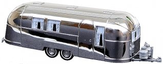 1958 Airstream Aluminum Camping Trailer - Assembled -- Silver, HO, Busch Gmbh & Co Kg 44982