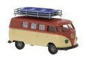 1960 Volkswagen T1b Passenger Van with Roof Rack - Assembled -- Beige, Brown, HO, Brekina Automodelle 31639