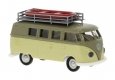 1962 Volkswagen T1b Passenger Van with Roof Rack - Assembled -- Khaki, Beige, HO, Brekina Automodelle 31638