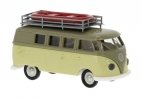 1962 Volkswagen T1b Passenger Van with Roof Rack - Assembled -- Khaki, Beige, HO, Brekina Automodelle 31638