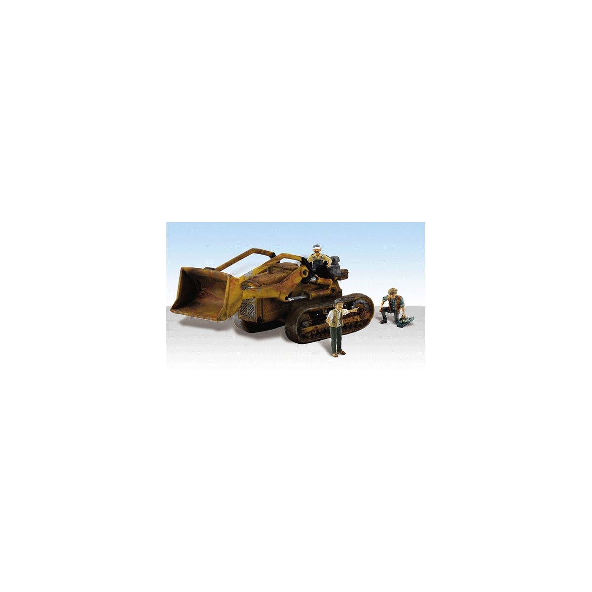 Fritz′s Front Loader - Assembled - AutoScenes(R) -- Crawler & 3 Figures, HO, Woodland Scenics 5558