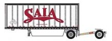 28′ Pup Van Trailer with Converter Dolly - Assembled -- Saia 3 (white, red), N, Trainworx Inc 4289203