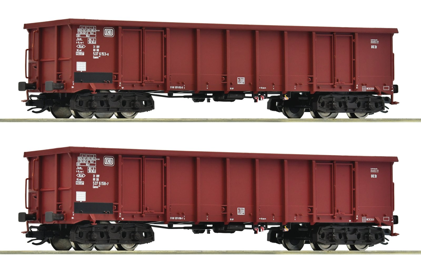 2 piece set: Open goods wagons, DB, TT, Roco 6680016