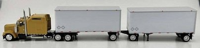 28′ Dry Van Combo - 2 Trailers, Dolly - Assembled -- White, Silver, HO, HO Logistics Replicas 149
