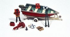 Deluxe Boat, Motor & Trailer - Kit -- w/Marine Accessories, HO, JL Innovative Design 456