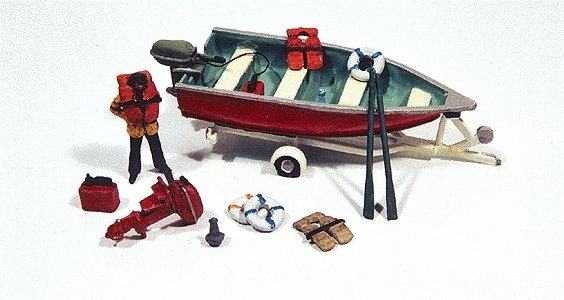 Deluxe Boat, Motor & Trailer - Kit -- w/Marine Accessories, HO, JL Innovative Design 456