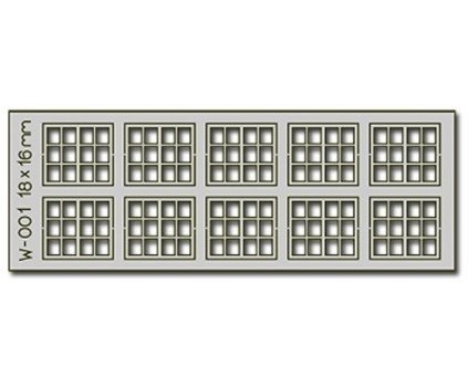 12 Pane Laser-Cut Windows - 10 pcs 18X16mm - HO-OO - Proses W-001