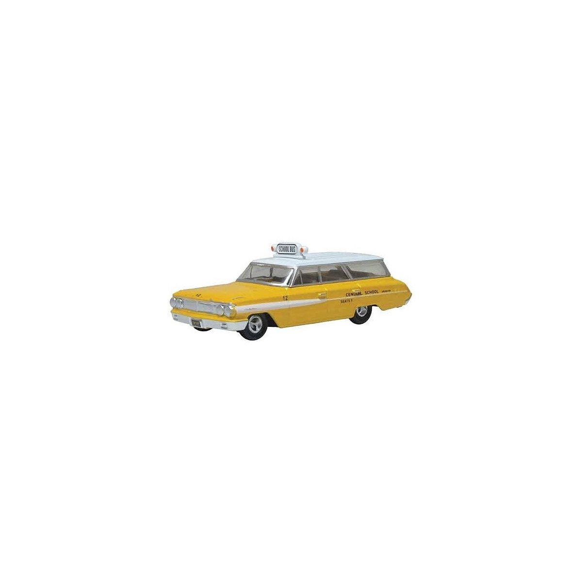 1964 Ford Country Squire Station Wagon - Assembled -- Central School Bus (yellow, white), HO, Oxford Diecast 87FC64002