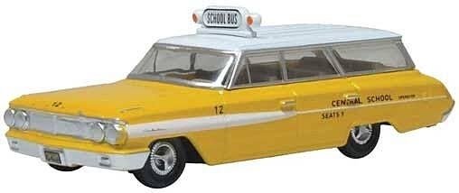 1964 Ford Country Squire Station Wagon - Assembled -- Central School Bus (yellow, white), HO, Oxford Diecast 87FC64002