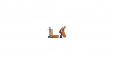 Warehouse Work 2 - Tiny Scenes -- Figure, Dolly and Crates, HO, Noch Gmbh & Co 16526