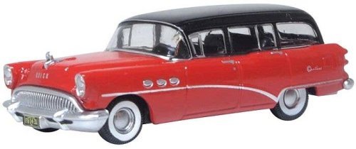 1954 Buick Century Estate Station Wagon - Assembled -- Matador Red, Carlsbad Black, HO, Oxford Diecast 87BCE54004