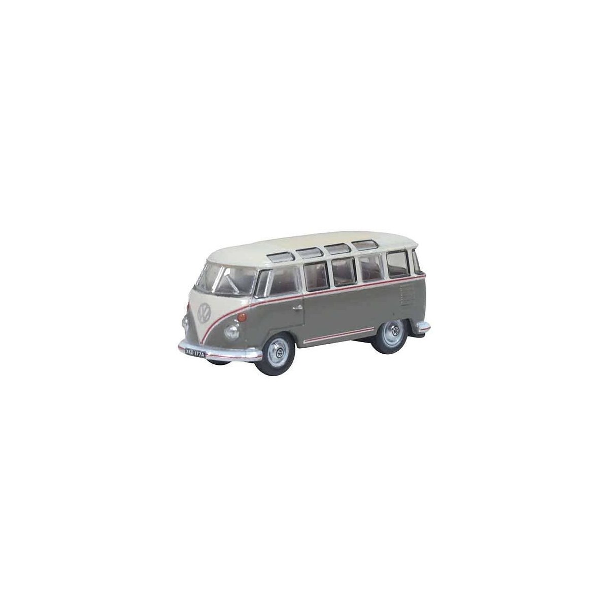 1951 Volkswagen T1 Samba Passenger Van - Assembled -- Mouse Gray, Pearl White, N, Oxford Diecast NVWS009