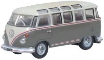 1951 Volkswagen T1 Samba Passenger Van - Assembled -- Mouse Gray, Pearl White, N, Oxford Diecast NVWS009