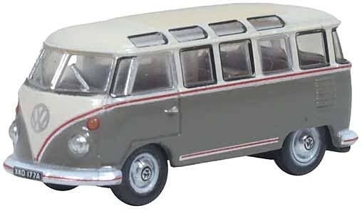 1951 Volkswagen T1 Samba Passenger Van - Assembled -- Mouse Gray, Pearl White, N, Oxford Diecast NVWS009