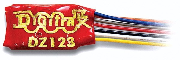 Mobile DCC Decoders -- Wired, 1.0 Amp, 2-Function, No Back EMF, All Scales, Digitrax DZ123