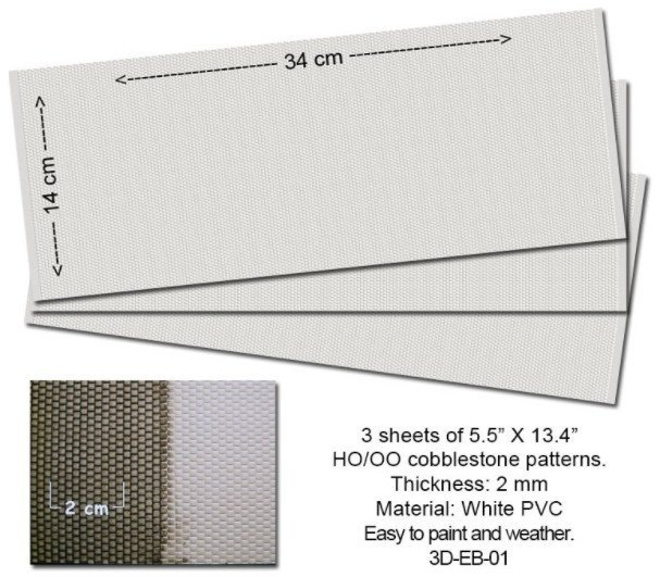 3D Embossed PVC Sheets Cobblestone - HO, OO - Proses 3D-EB-01