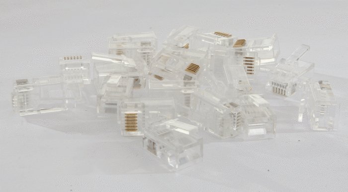 RJ12 Plug 20-Pack, All Scales, Digitrax LNRJ12P20