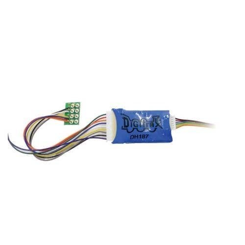 DH127D Series 7 Mobile DCC Control Decoder -- 8-Pin Medium Plug 1A/2A Peak, 8 FX7 Functions, 3.2′ Wire, HO, Digitrax DH187P