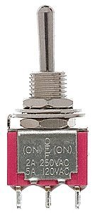 Miniature Toggle Switches -- SPDT 5Amp 120V Momentary pkg(5), All Scales, Miniatronics Corp. 3622005