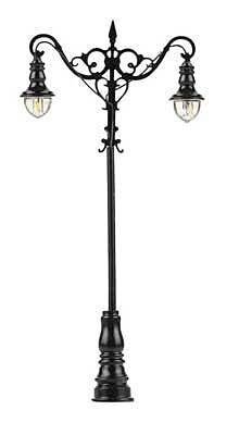 LED Double Suspended Ball Lamp Park Light on Mast -- Adjustable height up to 2-15/16′ 7.5cm tall pk, HO, Faller Gmbh 180106