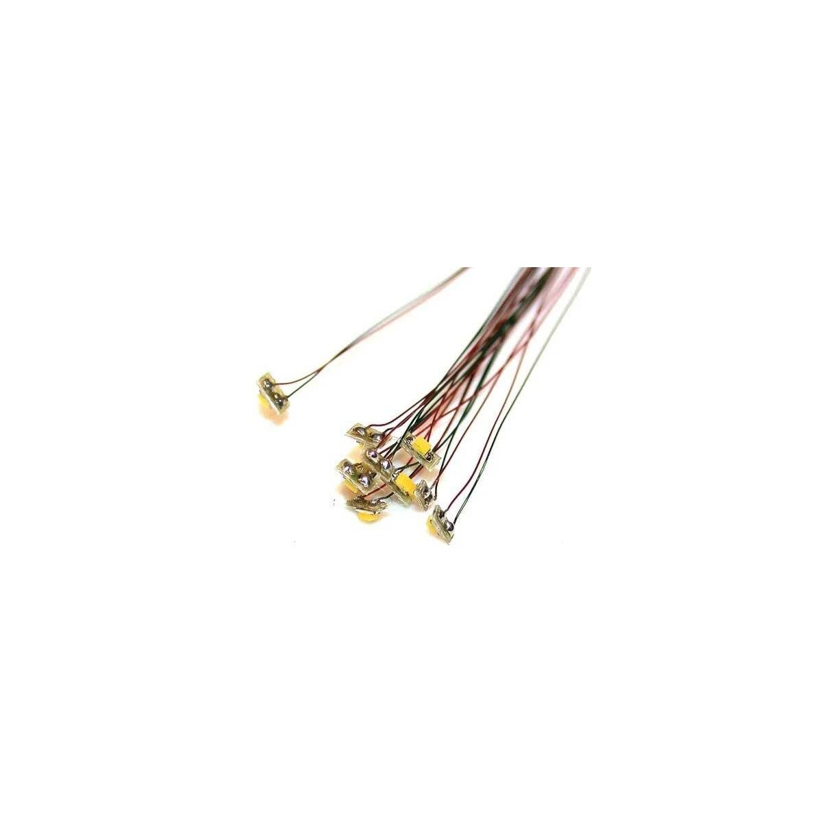 Surface-Mount LED - 6′ 15.2cm - Attached Magnet Wire Lead pkg(10) -- Sunny White, All Scales, Train Control Systems 1323