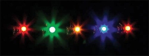 LEDs on Self-Adhesive PC Board Base -- Mixed Colors 12-16V AC or DC, PC Board Base pkg(5), All Scales, Faller Gmbh 180652