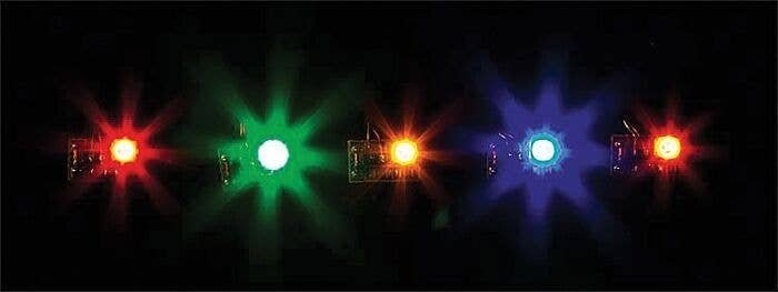 LEDs on Self-Adhesive PC Board Base -- Mixed Colors 12-16V AC or DC, PC Board Base pkg(5), All Scales, Faller Gmbh 180652