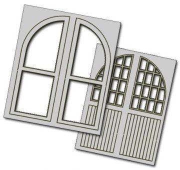 Double Unit Loco Depot Doors - 4 pcs 50X64mm - HO-OO - Proses D-005