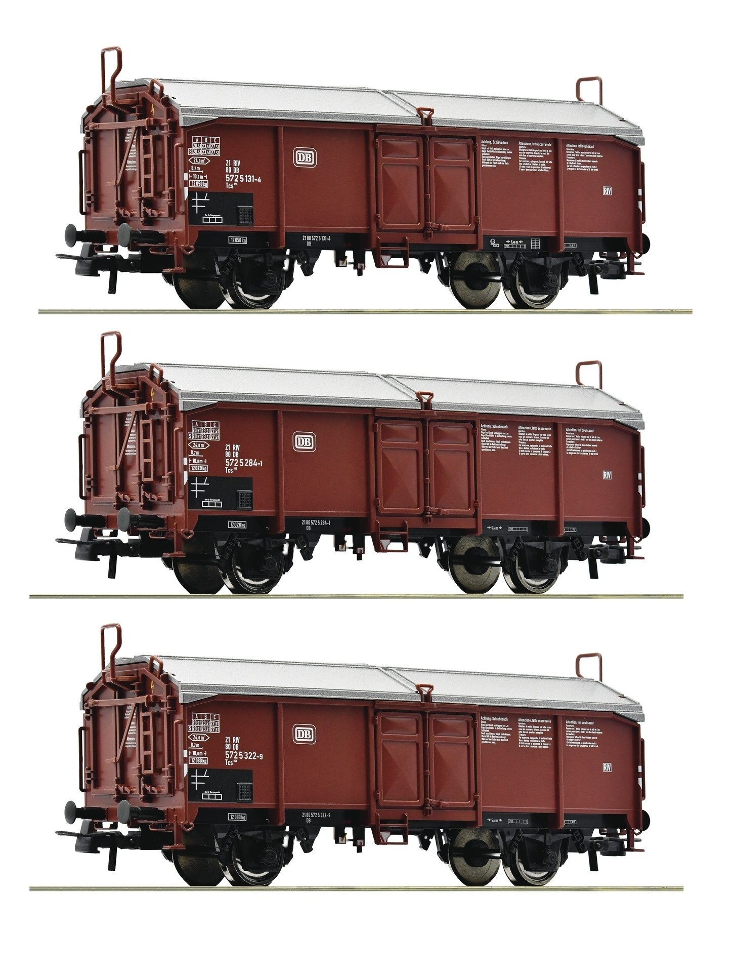 Sliding roof wagons -- Schiebedachwagen -- 3-piece set - HO - Roco Fleischmann 77050