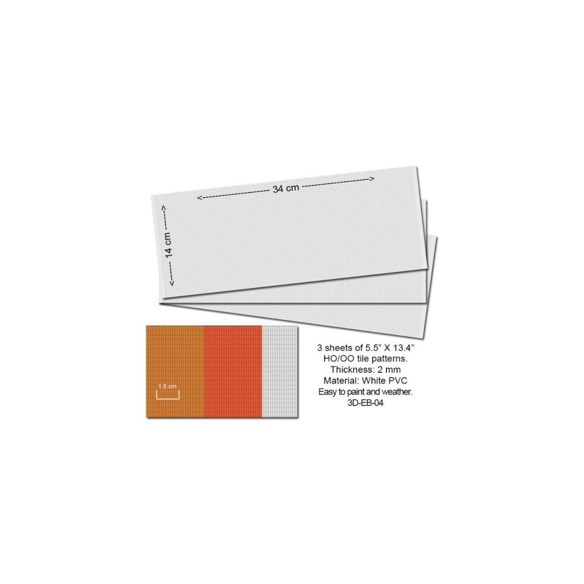 3D Embossed PVC Sheets Roof Tiles - HO, OO - Proses 3D-EB-04