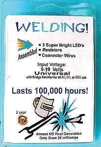 Welding LEDs - Universal 9-19V AC, DC & DCC pkg(3) -- 5mm, All Scales, Evan Designs U5W