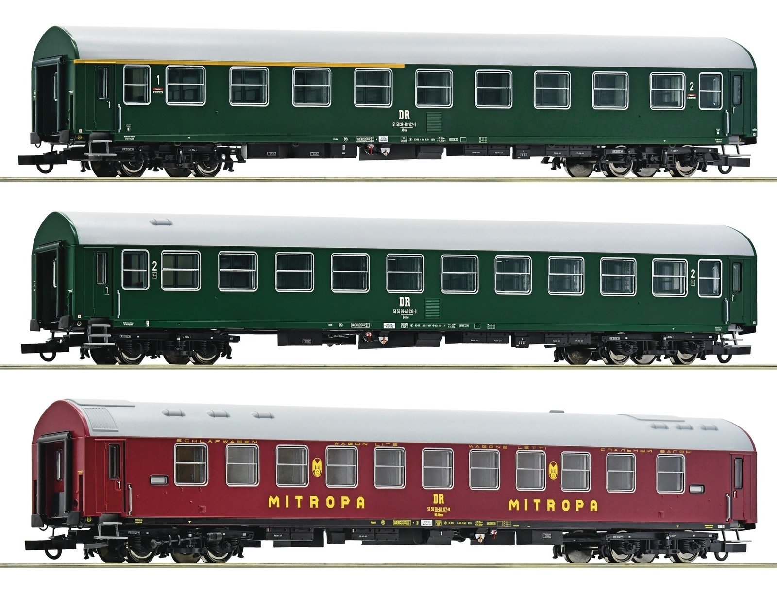 Passenger coaches -- Reisezugwagen -- 3-piece set 2 - HO - Roco Fleischmann 6200029