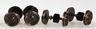 Replacement Geared Nickel Silver Wheelsets for Walthers/Roco Diesels pkg(4) -- 17T x .296′ , HO, Northwest Short Line 25516