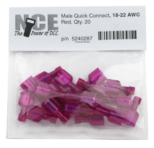 Male Quick Connect -- Red pkg(20), All Scales, NCE Corporation 287