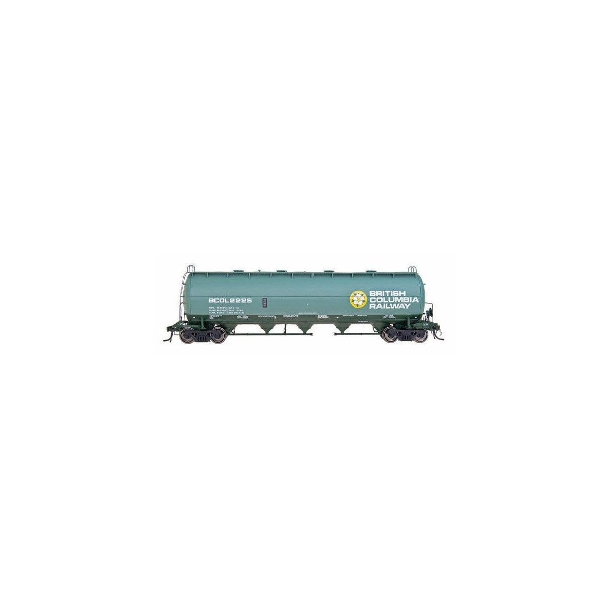 Procor Pressure-Flow Hopper - Ready to Run -- British Columbia Railway (green, yellow, white, Large Dogwood Logo), HO, Intermoun