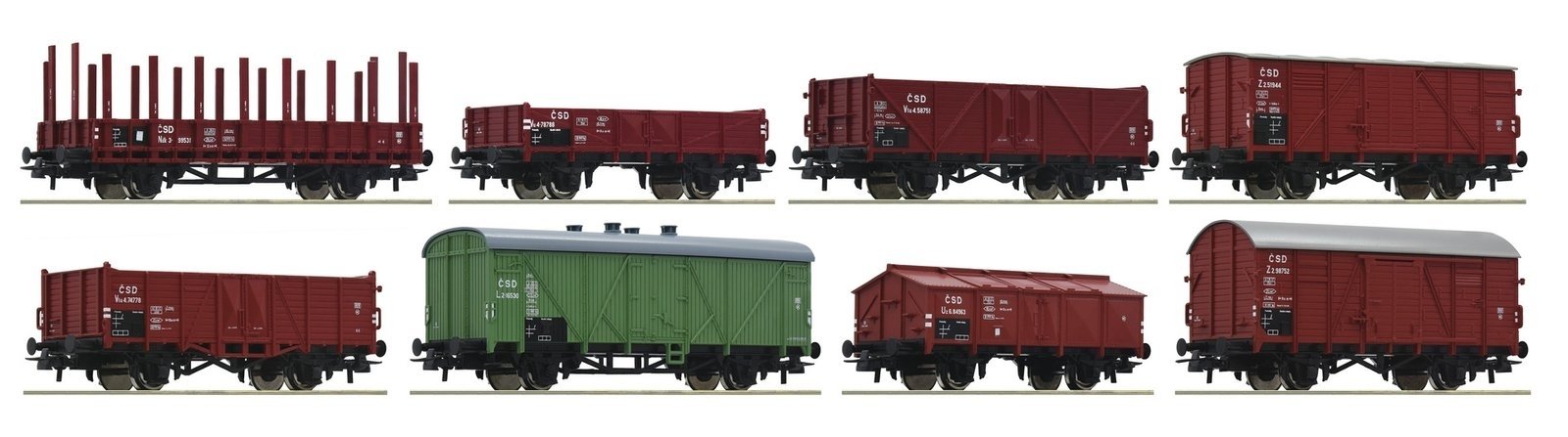 Freight wagons 8 pcs set -- Gterwagen 8-tlg Set -- CSD -