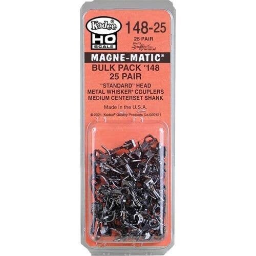 148-25 Bulk Pack - 25 Pairs 148 Whisker(R) Metal Couplers -- Medium (9/32′) Centerset Sha, HO, Kadee Quality Products 14825