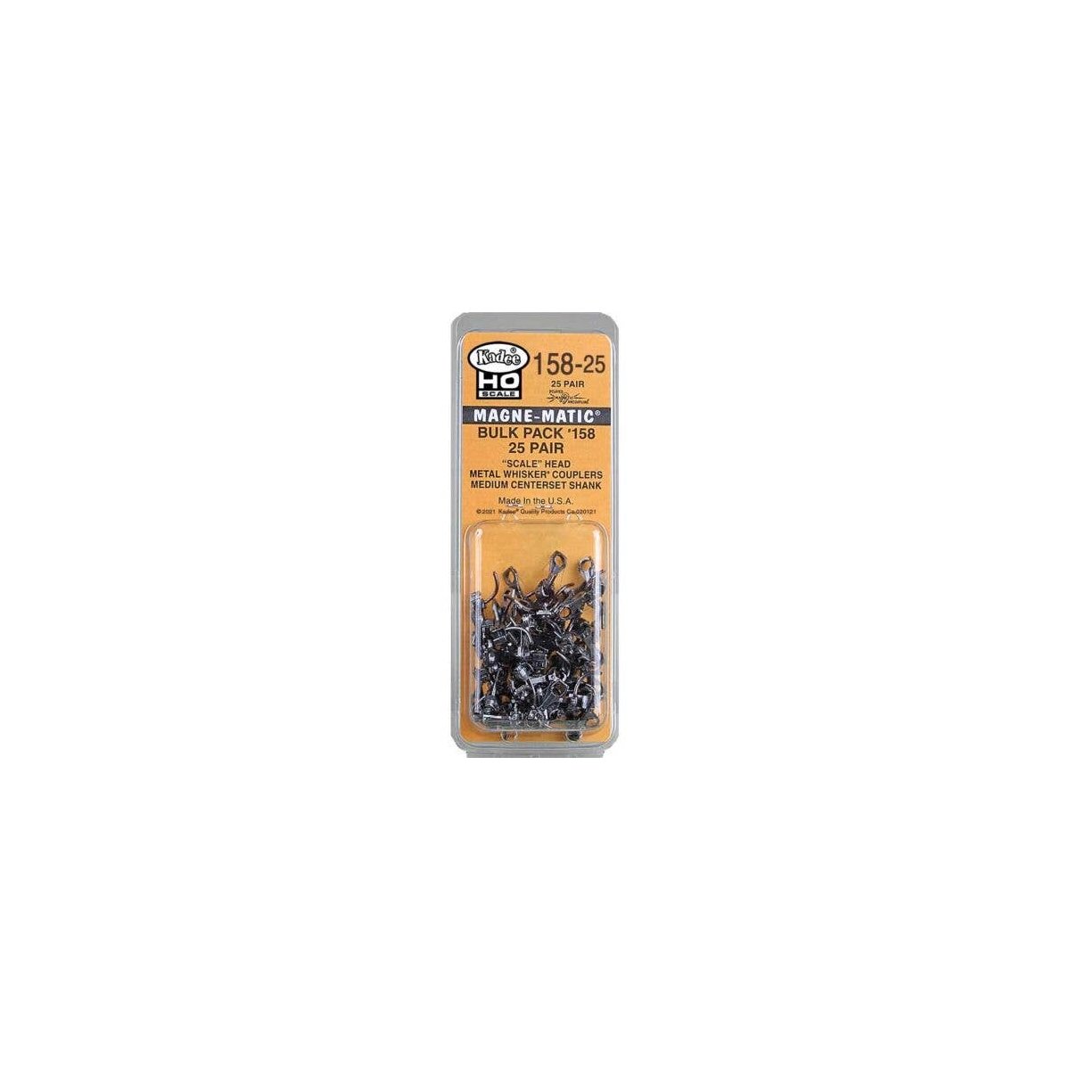 158 Whisker(R) Scale Self-Centering Knuckle Couplers - Kit - Magne-Matic(R) -- Medium 9/3, HO, Kadee Quality Products 15825