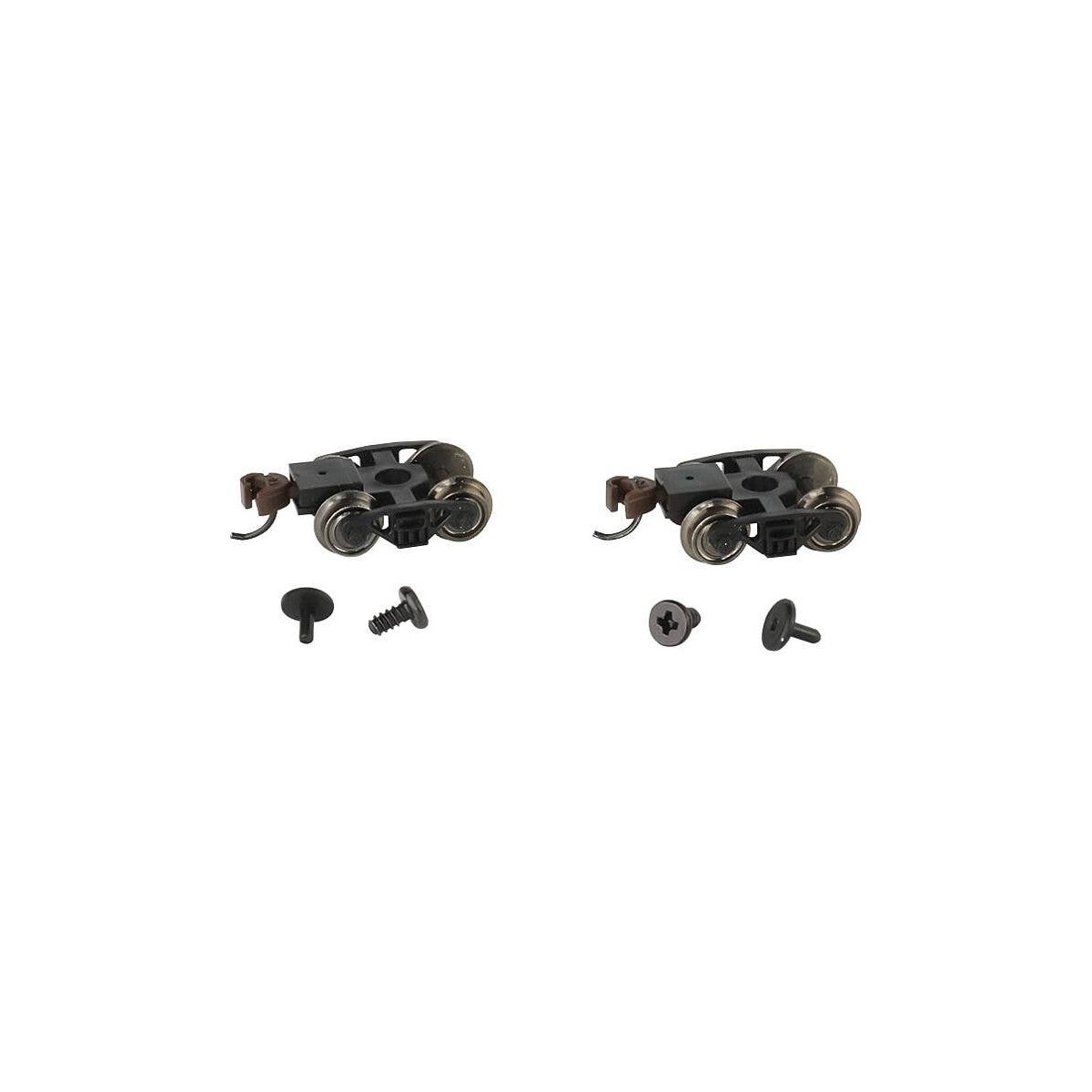 Roller-Bearing Freight Trucks with Wheels and E-Z Mate(R) Knuckle Couplers -- 1 Pair, N, Bachmann Industries 42537