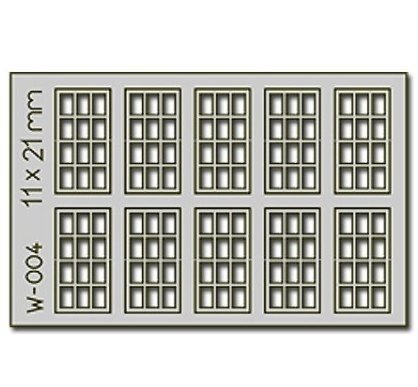 12 Pane Laser-Cut Windows - 10pcs 11X21mm - HO-OO - Proses W-004